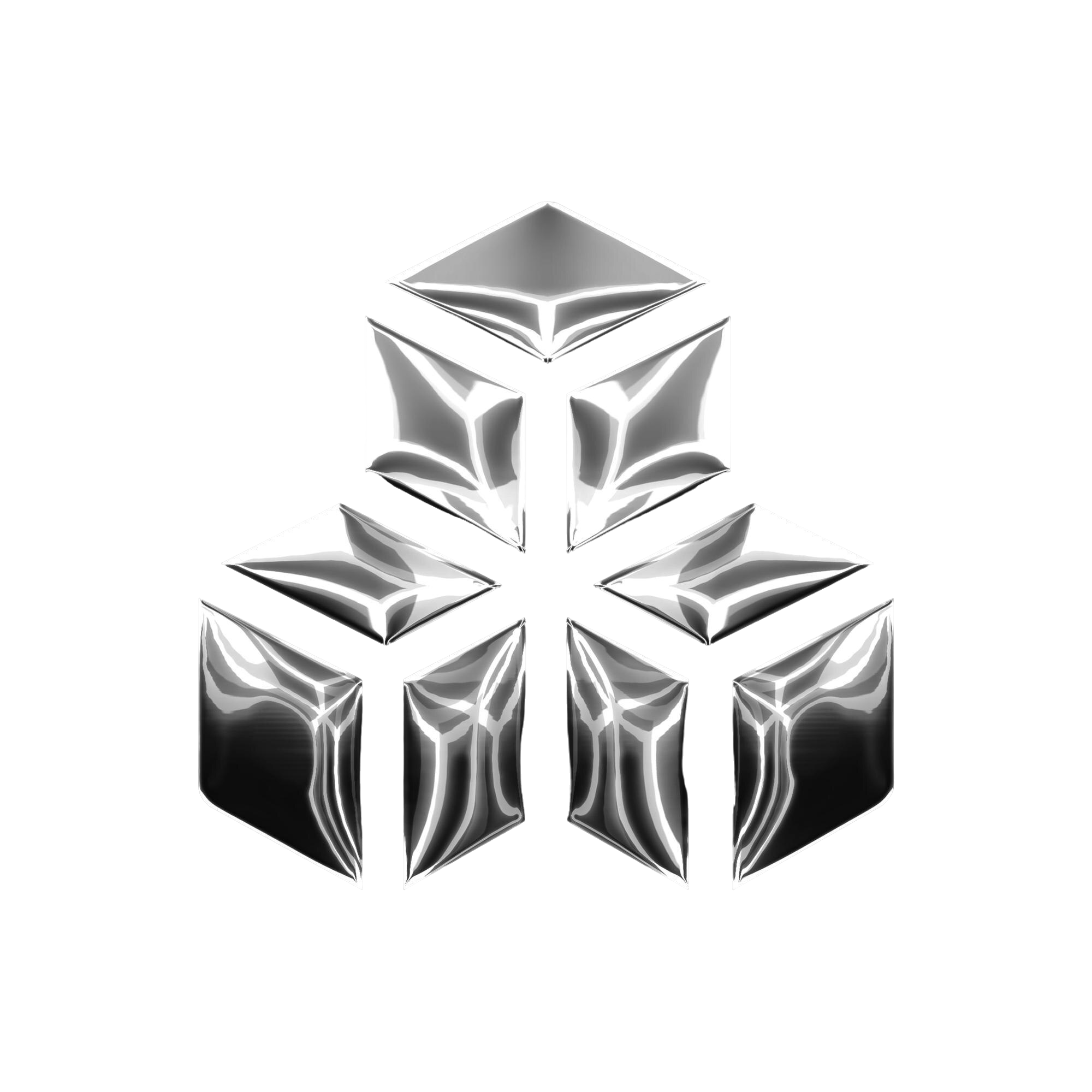 A stack of 3 silver cubes